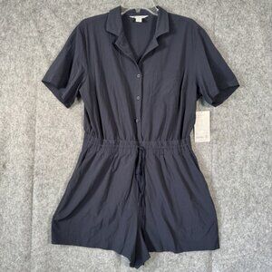 Athleta Avenue Romper Womens Large Blue Shorts Athleisure Comfort NWT